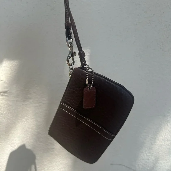 Coach Brown Leather Wristlet - Picture 1 of 7